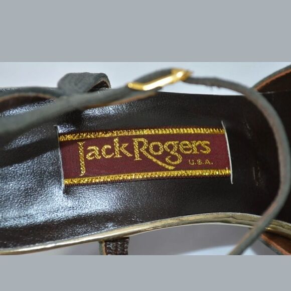 Jack Rogers Gray Leather Peep Toe Slingback Heels - Picture 5 of 8